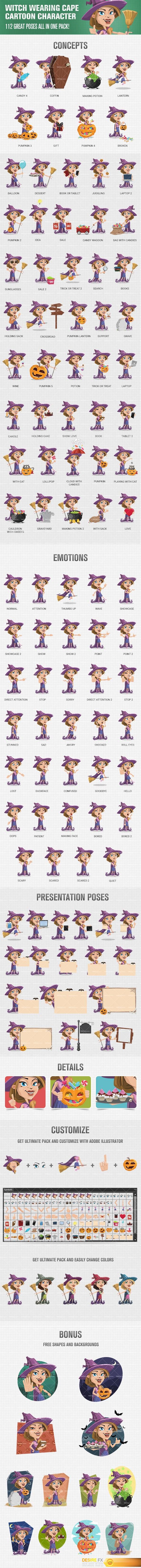Witch Wearing Cape Cartoon Character