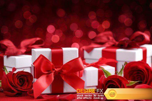 Champagne, gift box and rose, cake and greeting card 20X JPEG