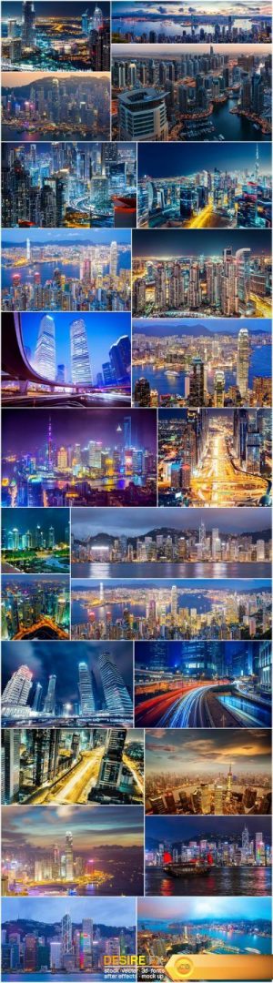 Beautiful night Shanghai, Hong Kong and Dubai 3 – Set of 24xUHQ JPEG Professional Stock Images