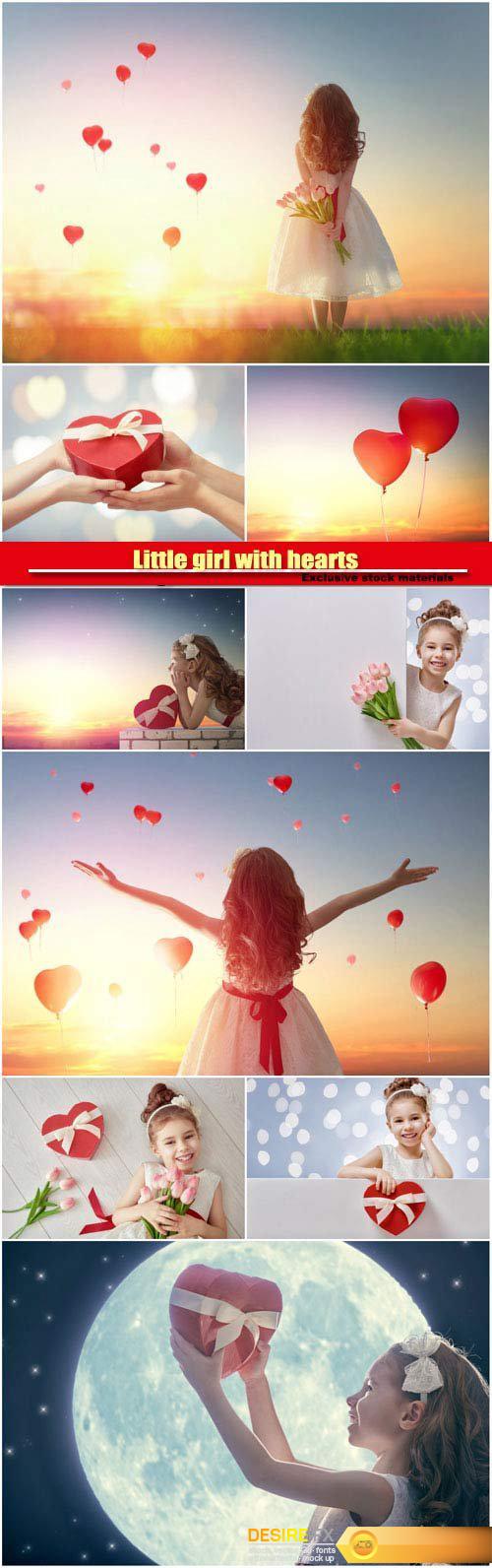 Little girl with hearts