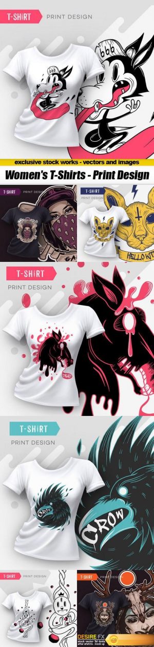 Women’s T-Shirts – Print Design, 8xEPS