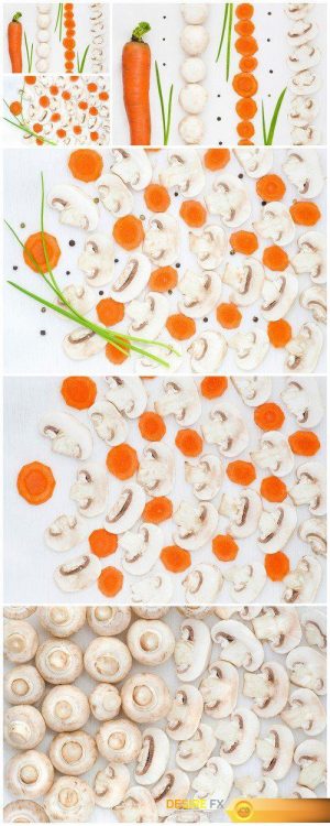 Sliced mushrooms and carrots 6X JPEG