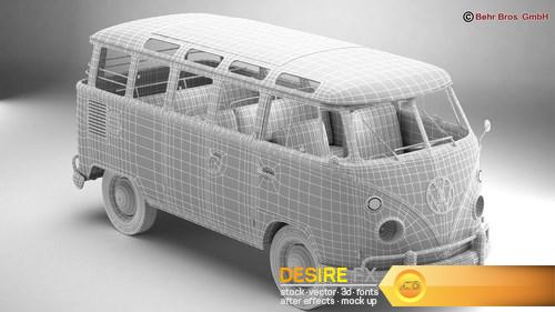 Volkswagen T1 Samba HIPPIE 1963 3D Model