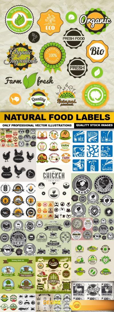 Natural Food Labels – 25 Vector