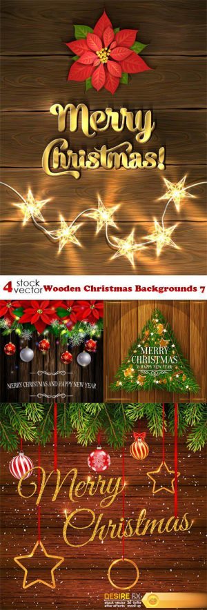 Vectors – Wooden Christmas Backgrounds 7