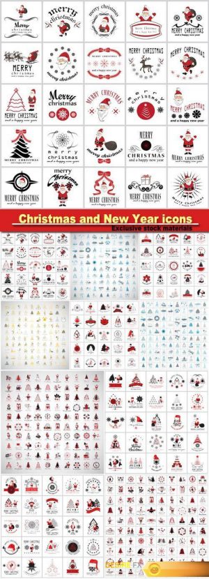 Vector set of Christmas and New Year icons
