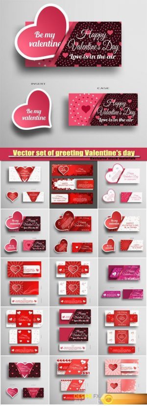 Vector set of greeting Valentine’s day card