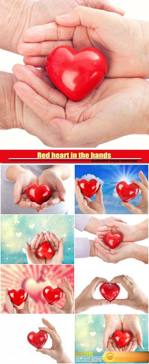 Red hearts in hands