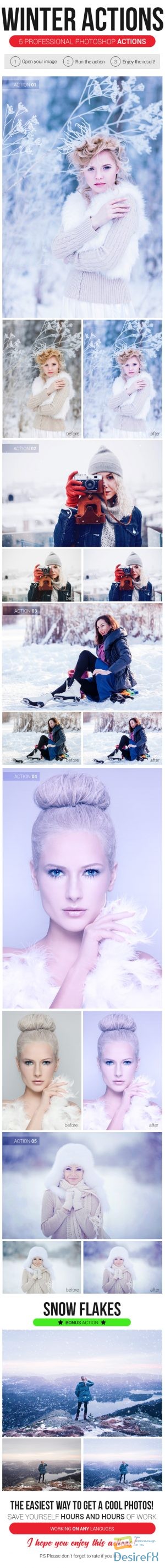 GraphicRiver - 5 Professional Winter Actions + Snow Flakes Action 21058724