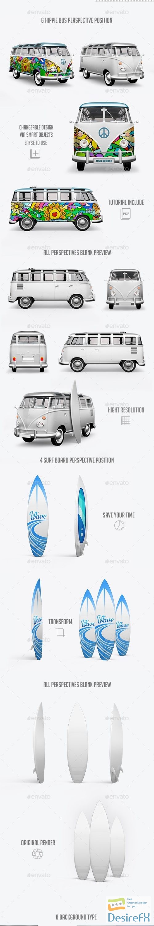 Graphicriver - Hippie Bus & Surf Board Mock-Up 21295793