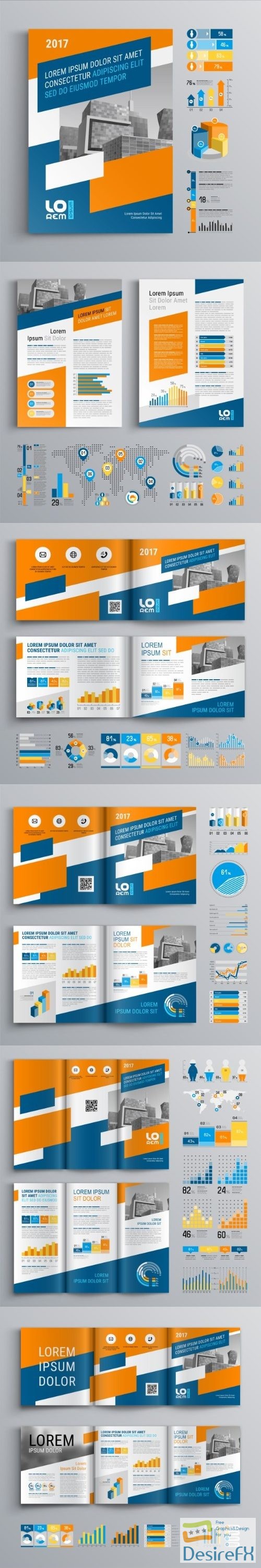 Brochure Template Design and Business Infographic vector 6