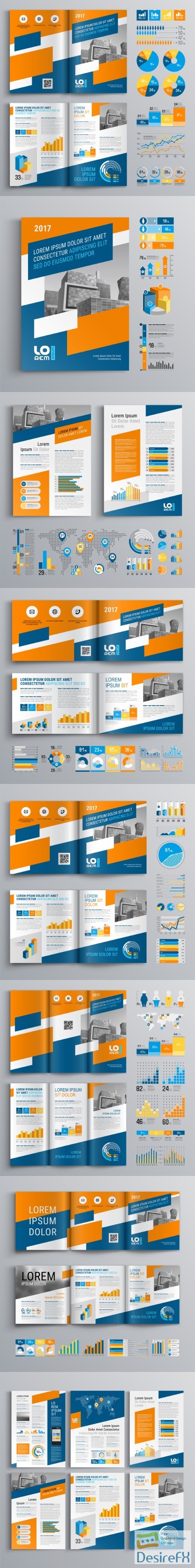 Brochure Template Design and Business Infographic vector 6