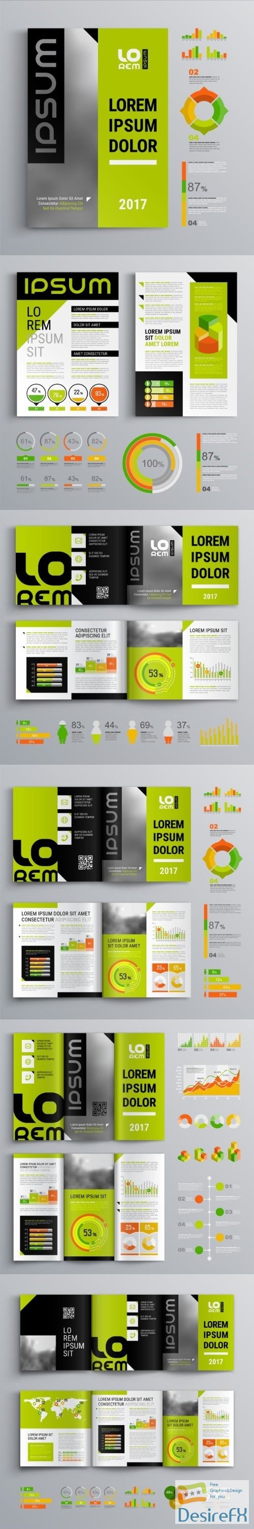 Brochure Template Design and Business Infographic vector 7