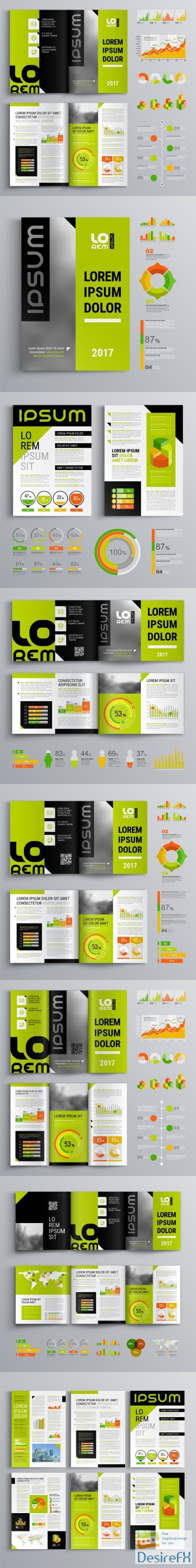 Brochure Template Design and Business Infographic vector 7