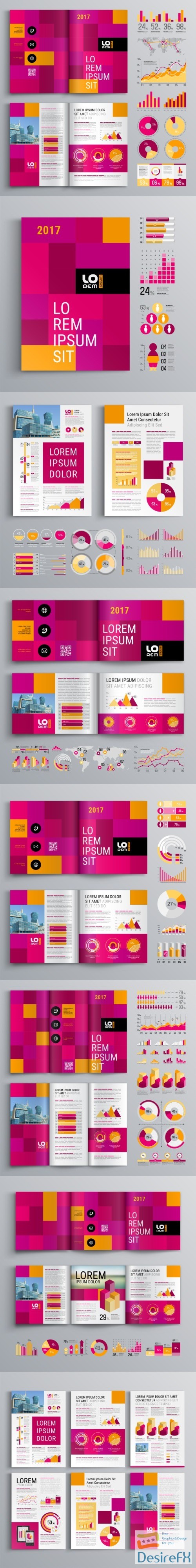 Brochure Template Design and Business Infographic vector 8