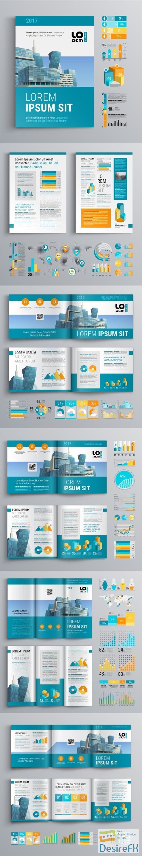 Brochure Template Design and Business Infographic vector 9