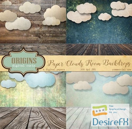 Paper Clouds Room Backdrops - 573176