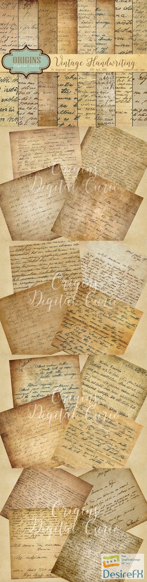 Vintage Handwriting Digital Paper - 402417