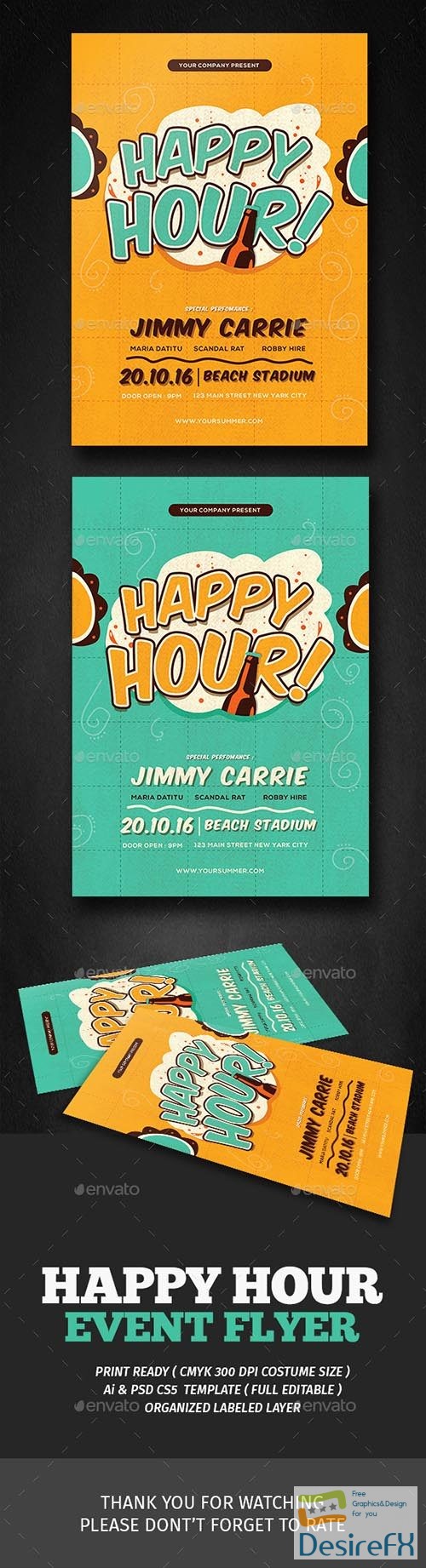 Retro Happy Hour Flyer 18007930