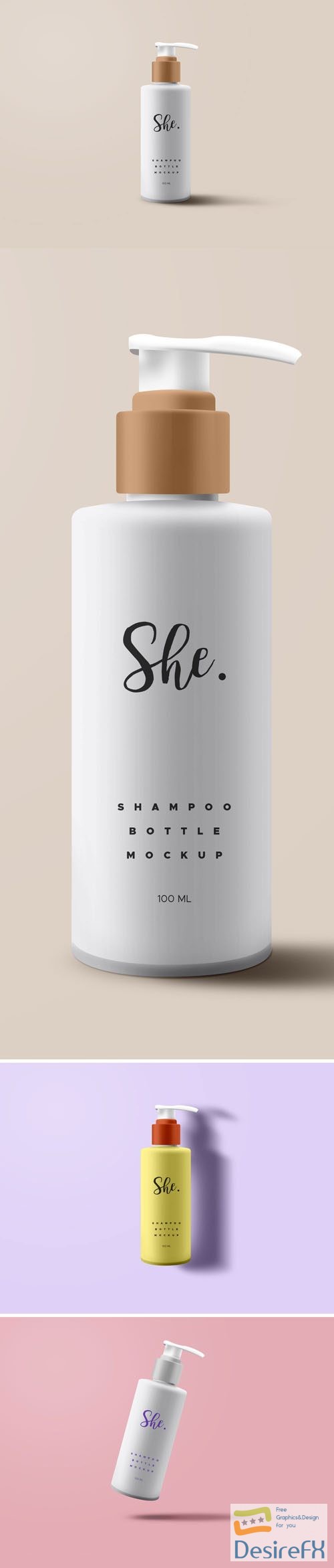Shampoo Bottle Packaging PSD Mockup Templates