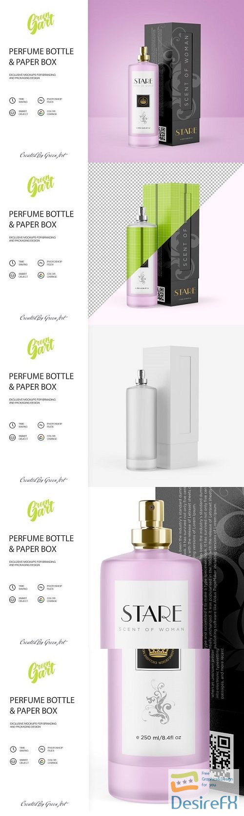 Perfume Bottle & Paper Box Mockup - 2238805