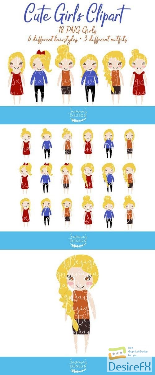 Blonde Girl Fashion Clipart in PNG 2230911