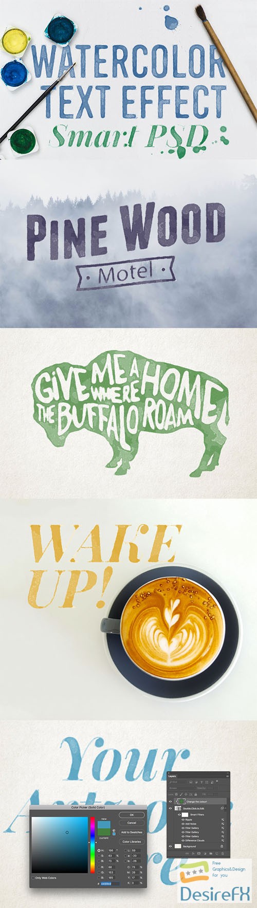 Watercolour Text Effect Smart PSD for Adobe Photoshop