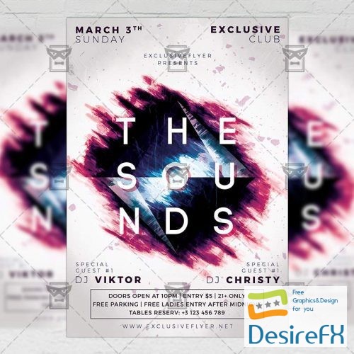 Club A5 Flyer Template - The Sounds