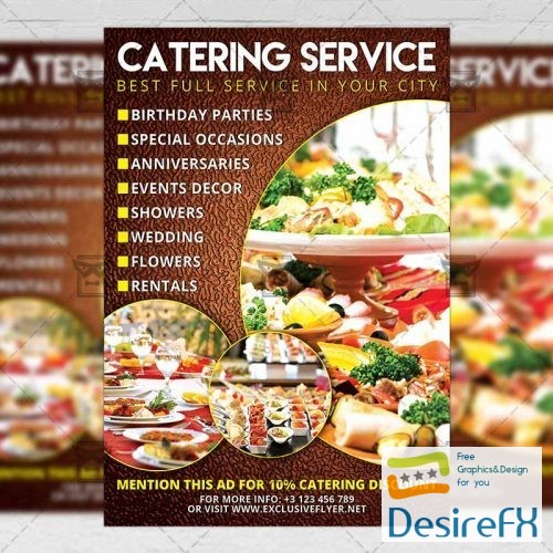 Food A5 Flyer Template - Catering