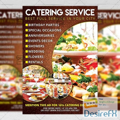 Food A5 Flyer Template - Catering
