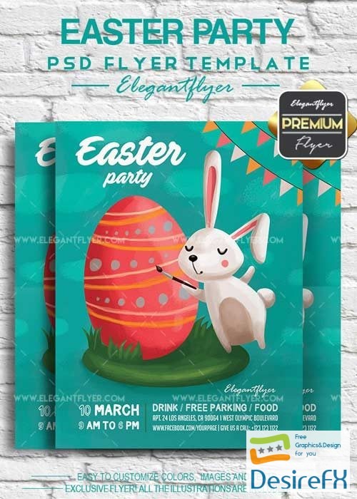 Easter Party V10 2018 Flyer PSD Template + Facebook Cover