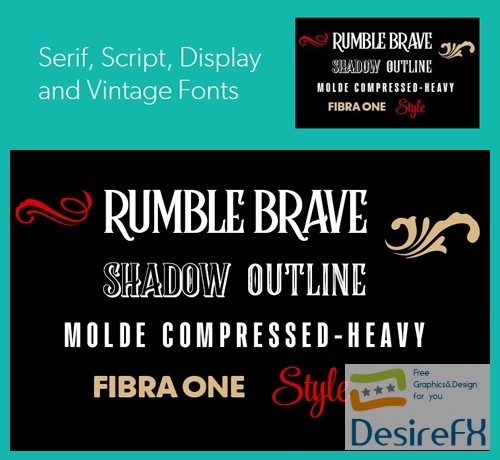 Serif, Script, Display &amp; Vintage Fonts [8 Fonts]