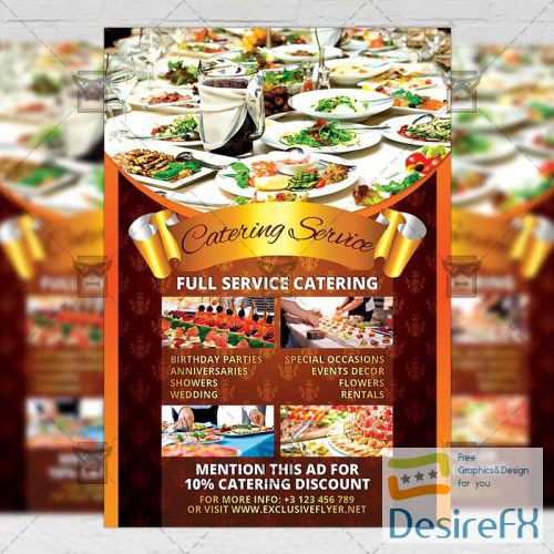Food A5 Flyer Template - Catering Service