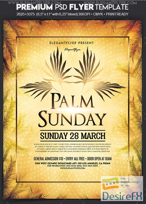 Palm Sunday V1 2018 Flyer PSD Template + Facebook Cover