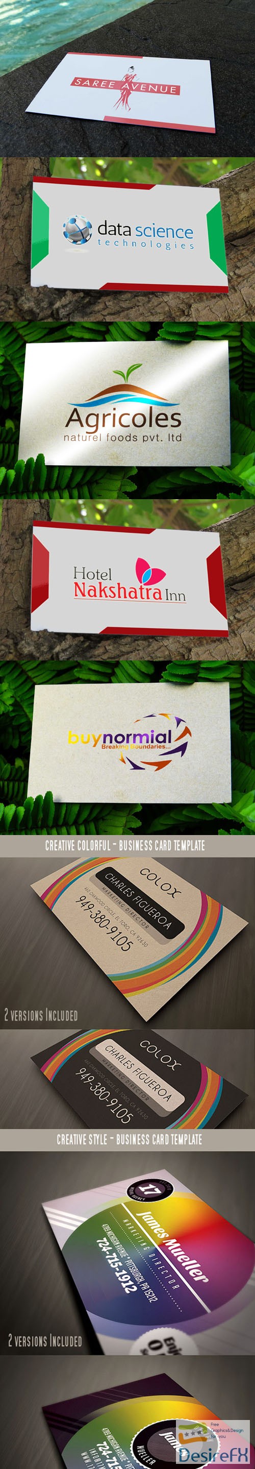 9 Colorful Business Card PSD Mockups Templates