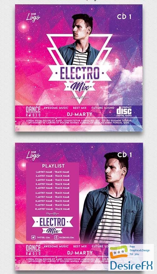 Electro Mix V3 2018 Premium CD Cover PSD Template
