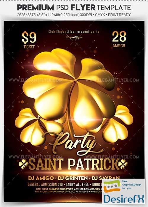 Saint Patrick Party V15 2018 Flyer PSD Template + Facebook Cover