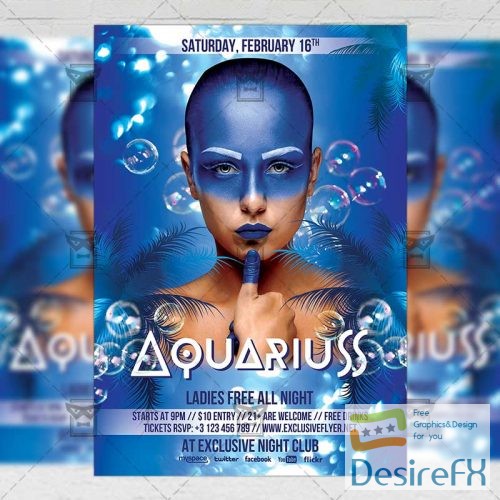 Aquarius Night – Club A5 Flyer Template