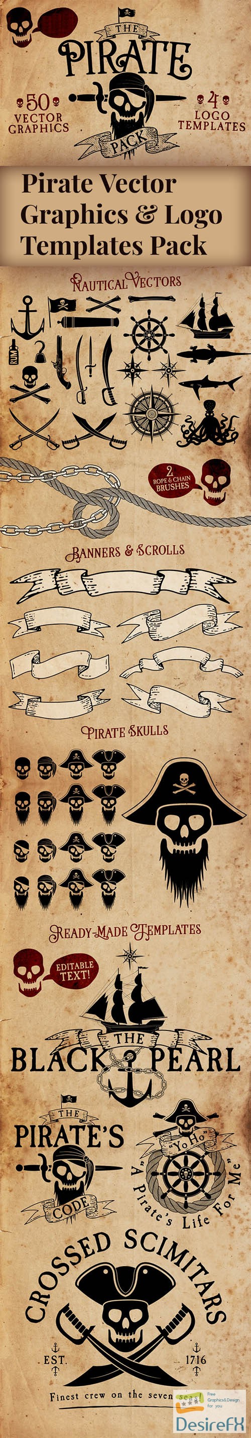 Pirate Vector Graphics &amp; Logo Vector Templates Pack [Ai/EPS]