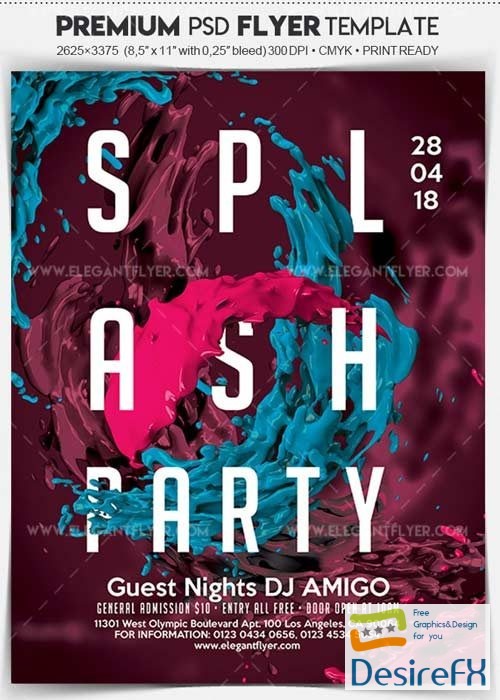Splash Party V1 2018 Flyer PSD Template + Facebook Cover