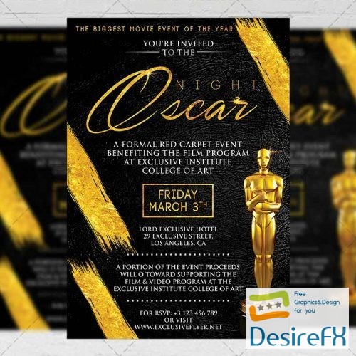 Club A5 Flyer Template - Oscar Night