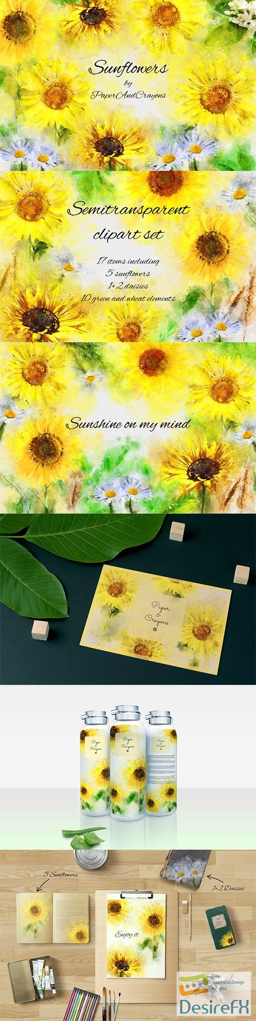 CreativeMarket - Sunflowers by PaperAndCrayons 2368970