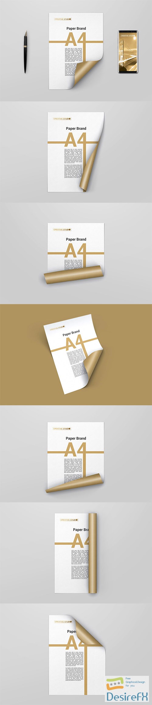 A4 Curled Paper Mockups