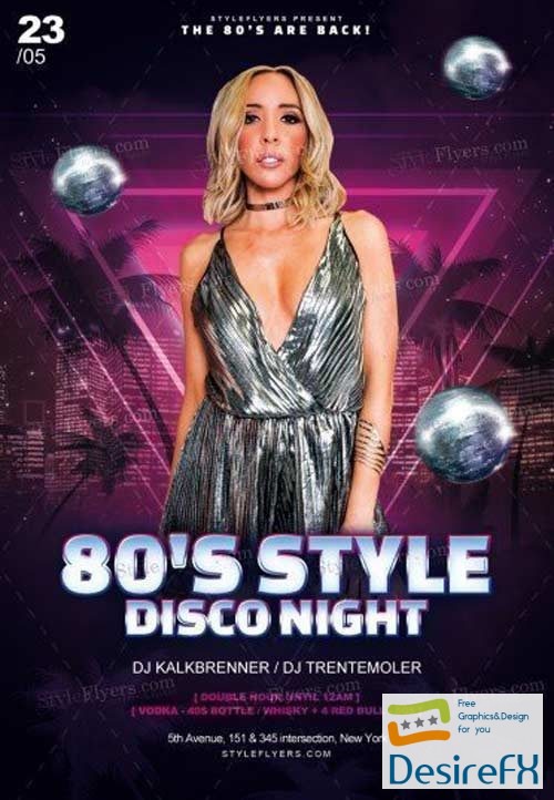 80’s Style Disco Night V1 2018 PSD Flyer Template