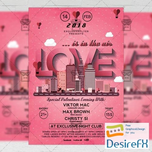 Seasonal A5 Flyer Template - Love Is In The Air