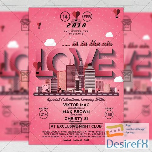 Seasonal A5 Flyer Template - Love Is In The Air