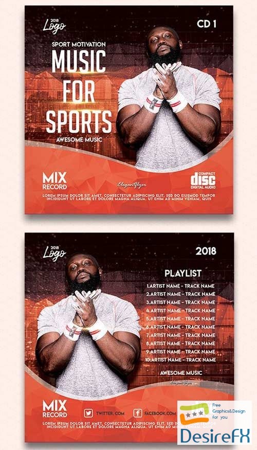 Music For Sports V1 2018 Premium CD Cover PSD Template