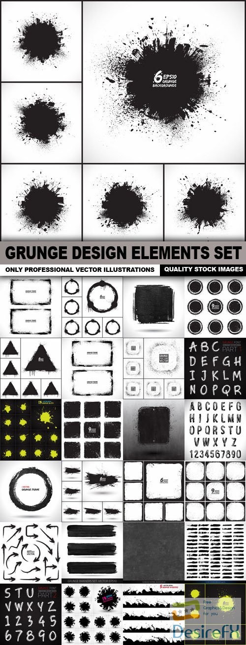 Grunge Design Elements Set - 25 Vector