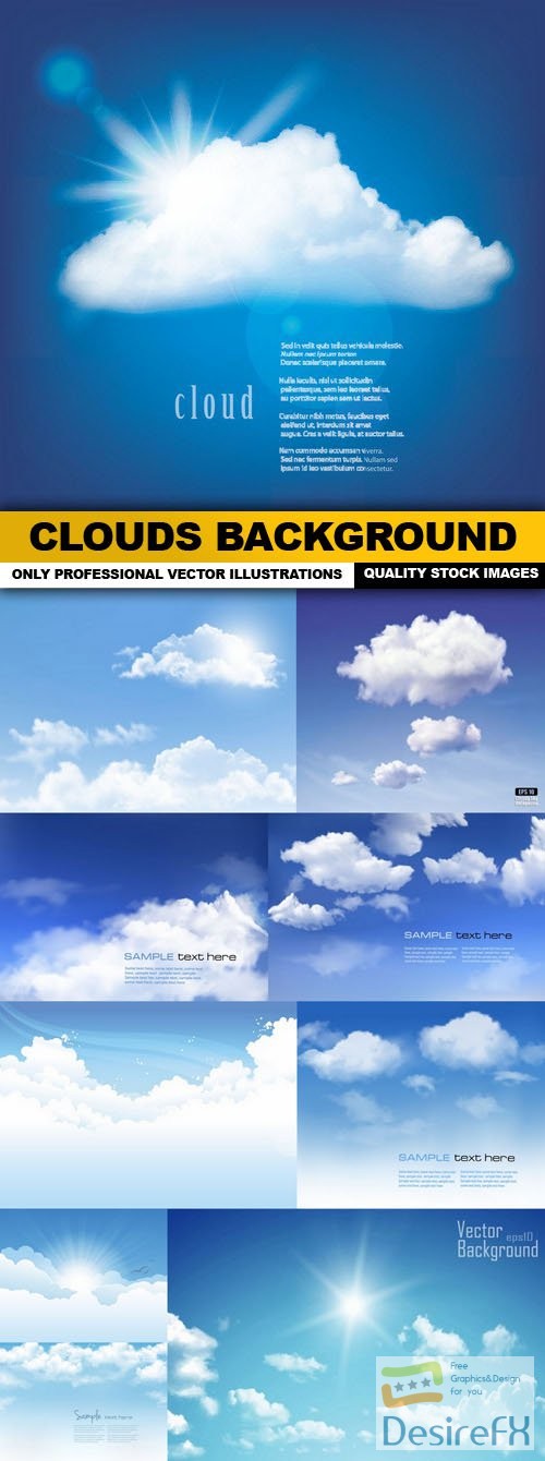 Clouds Background - 10 Vector