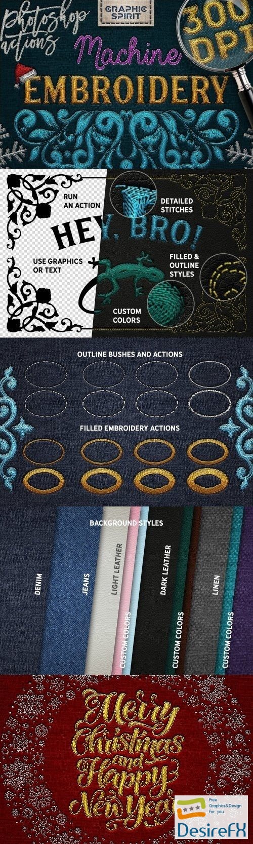 Machine Embroidery Photoshop Actions - 2167124
